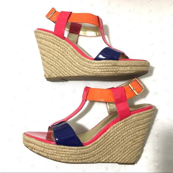Isola Olencia Leather T-Strap Tricolor Beachy Espadrille Ankle Strap Sandal 9M - Picture 6 of 10